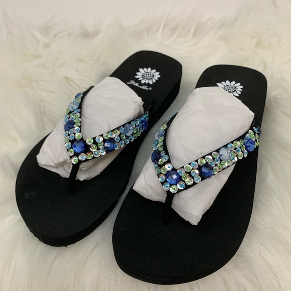 kids yellow box flip flops